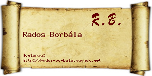 Rados Borbála névjegykártya